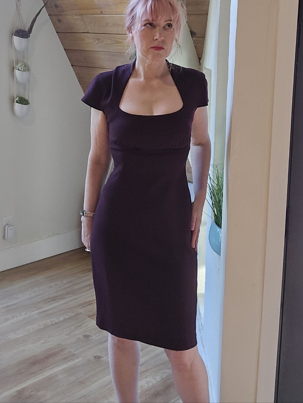 Plum Square-Neck Midi Dress 4